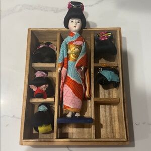 Traditional very unique Japanese Doll,  with Hairpieces